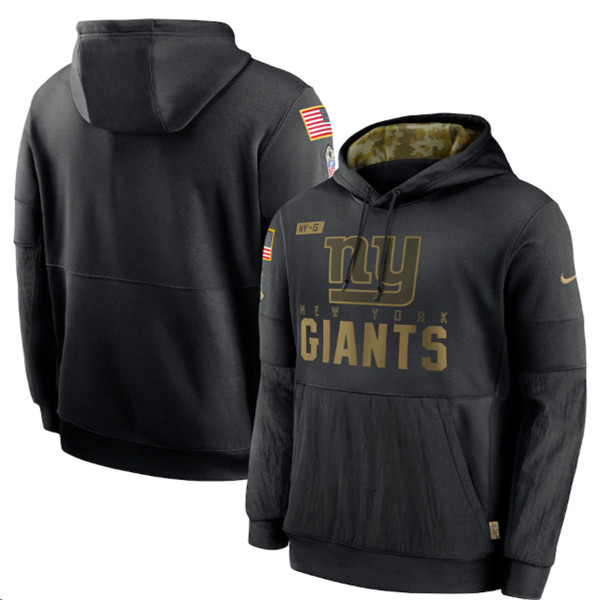 Men's New York Giants Black NFL 2020 Salute To Service Sideline Performance Pullover Hoodie